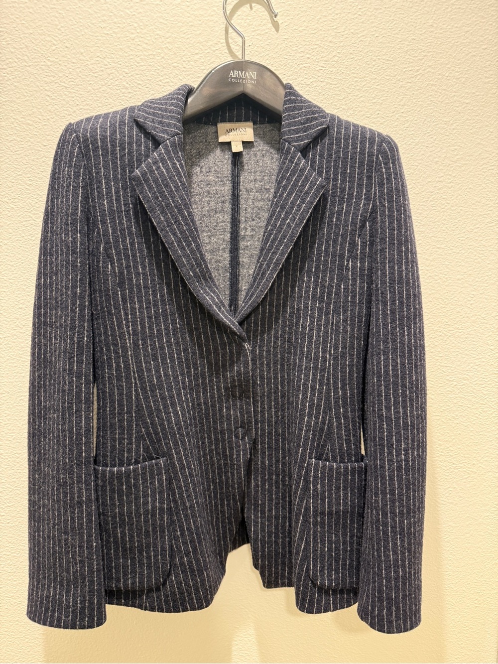 Armani Collezioni Navy and White Pinstripe Women's Blazer